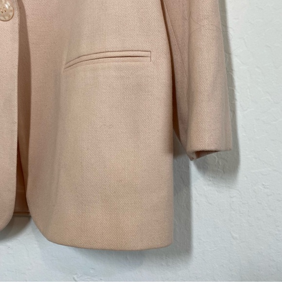 Sag Harbor Vintage Women’s 10 Pink Wool One Button V Neck Blazer Jacket - Picture 3 of 10